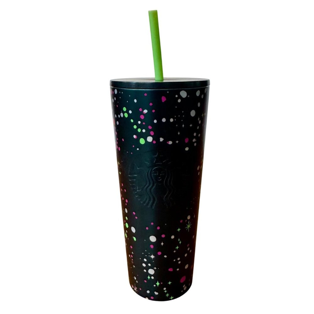 STARBUCKS 2020 Holiday Steel Tumbler 24 Oz Confetti Dots Green Limited Edition